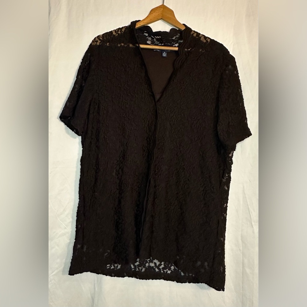 Susan Graver Style Women’s Chocolate Brown Blouse Short Sleeved size 1X
